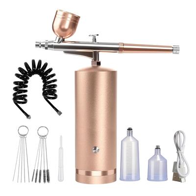 Electric Paint Gun Airbrush Compressor Kit High Pressure Mini Spray Gun For Art, Makeup & Model Painting gold