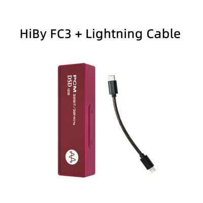 HiBy FC3 Portable HiFi Audio Amplifier & MQA DAC IPhone Headphone Amplifier For IOS, Android, PC & Mac red 1 Cable 1