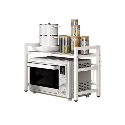 Expandable Microwave Shelf Organizer 42 To 64cm With Rust Proof Countertop Storage white