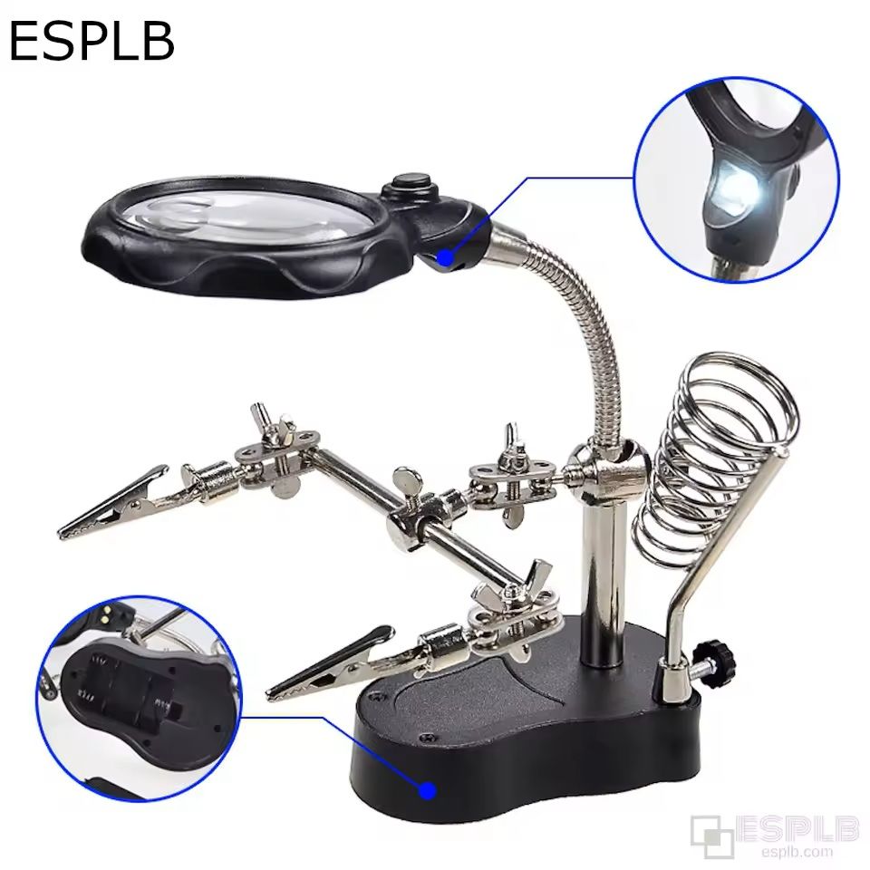 Helping Hands Soldering Station With Magnifying Glass And LED Light Helping Hands Soldering Station With Magnifying Glass And LED Light