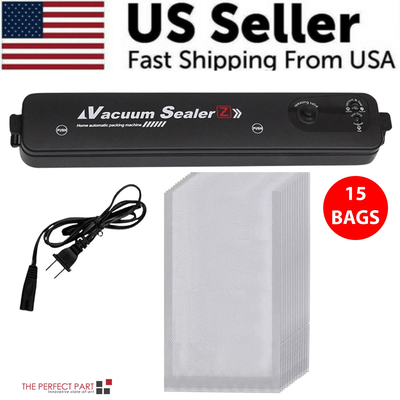 Vacuum Sealer Machine Food Preservation Storage Saver Automatic Kitchen Sealing System With Seal Bags vacuum Machine + 15 Bags