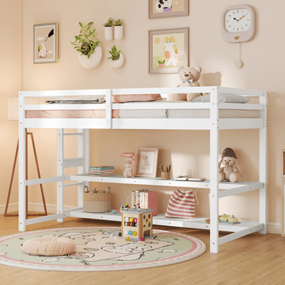 Space Saving Twin Loft Bed With Storage Shelves Perfect Kids House Bed For Small Rooms Space Saving Twin Loft Bed With Storage Shelves Perfect Kids House Bed For Small Rooms