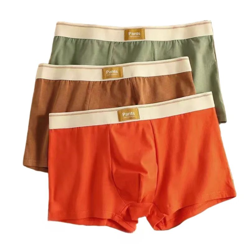 Men Cotton Boxer Briefs, Breathable U Convex Underwear For Comfort & Support green Brown Orange 7xl