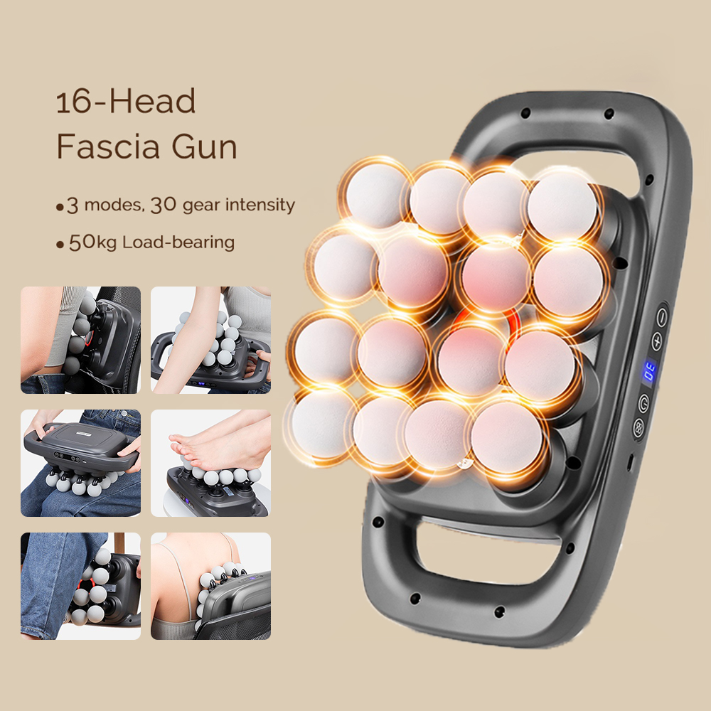 Fascia Gun High Frequency Vibration Body Massage Gun For Back, Waist, Neck, Shoulder Deep Muscle Masajeador For Pain 18 Head white