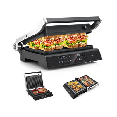 Multi Function Indoor Electric Panini Press Grill With LED Display, Adjustable Temp, Dishwasher Safe Plates & Floating Multi Function Indoor Electric Panini Press Grill With LED Display, Adjustable Temp, Dishwasher Safe Plates & Floating