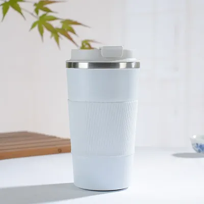 Stainless Steel Reusable Coffee Cup Reusable Travel Coffee Mug For Office & Car white 510ml