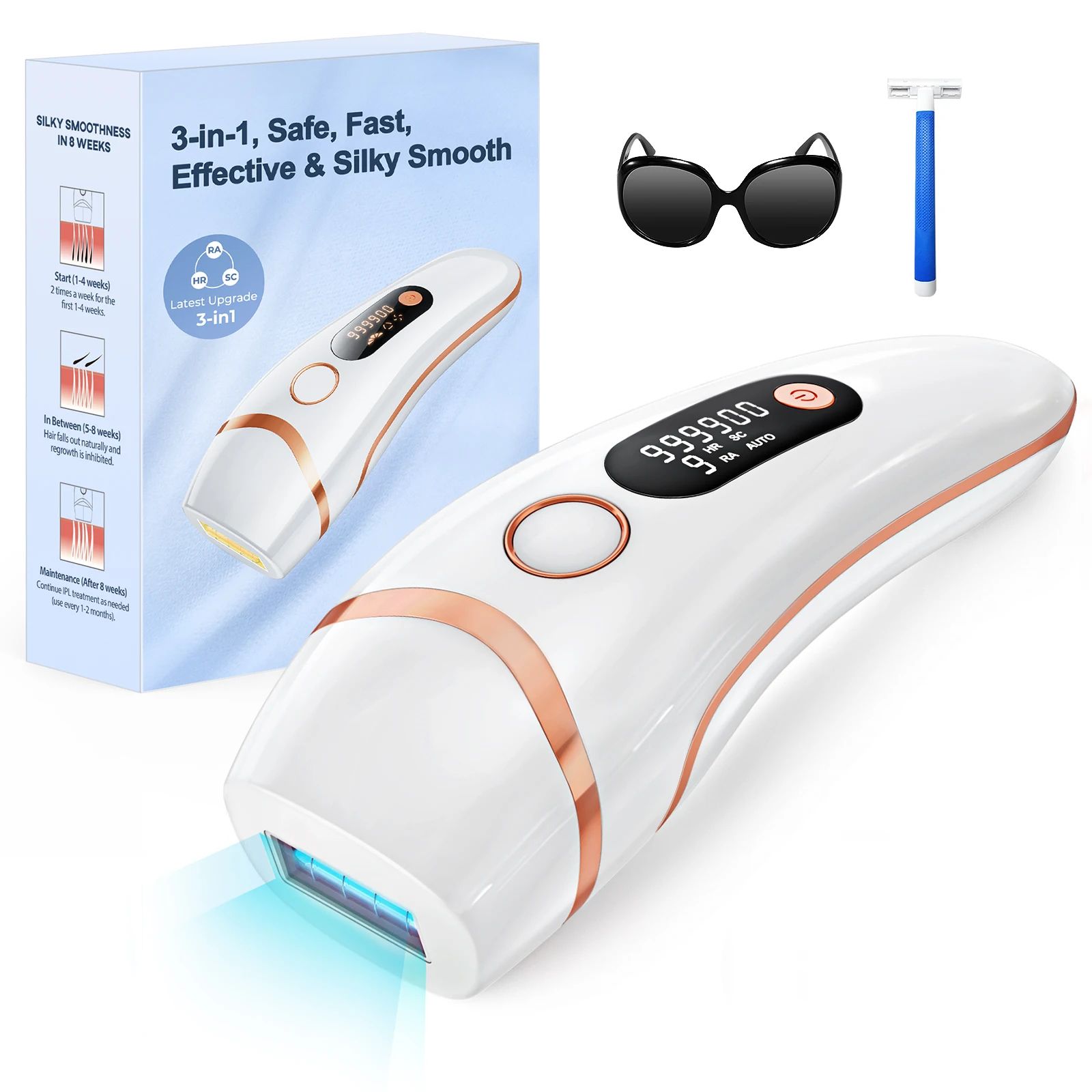 IPL Epilator, Laser Hair Removal For Men & Women | Painless Permanent Photoepilation Trimmer IPL Epilator, Laser Hair Removal For Men & Women | Painless Permanent Photoepilation Trimmer