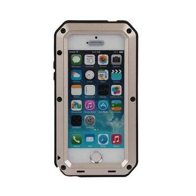 Shockproof Aluminum Metal Armor Case Cover With Tempered Glass For IPhone, Heavy Duty Protection gold iphone 6s Plus