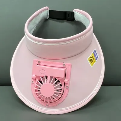 Breathable Cooling Fan Hat USB Charging Sun Visor Hat With Adjustable Fan For Sports, Fishing & Outdoor Activities pink