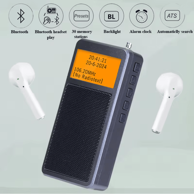 WELLHIKE Mini Portable Bluetooth FM Stereo Radio With Alarm Clock And Backlit Display WELLHIKE Mini Portable Bluetooth FM Stereo Radio With Alarm Clock And Backlit Display