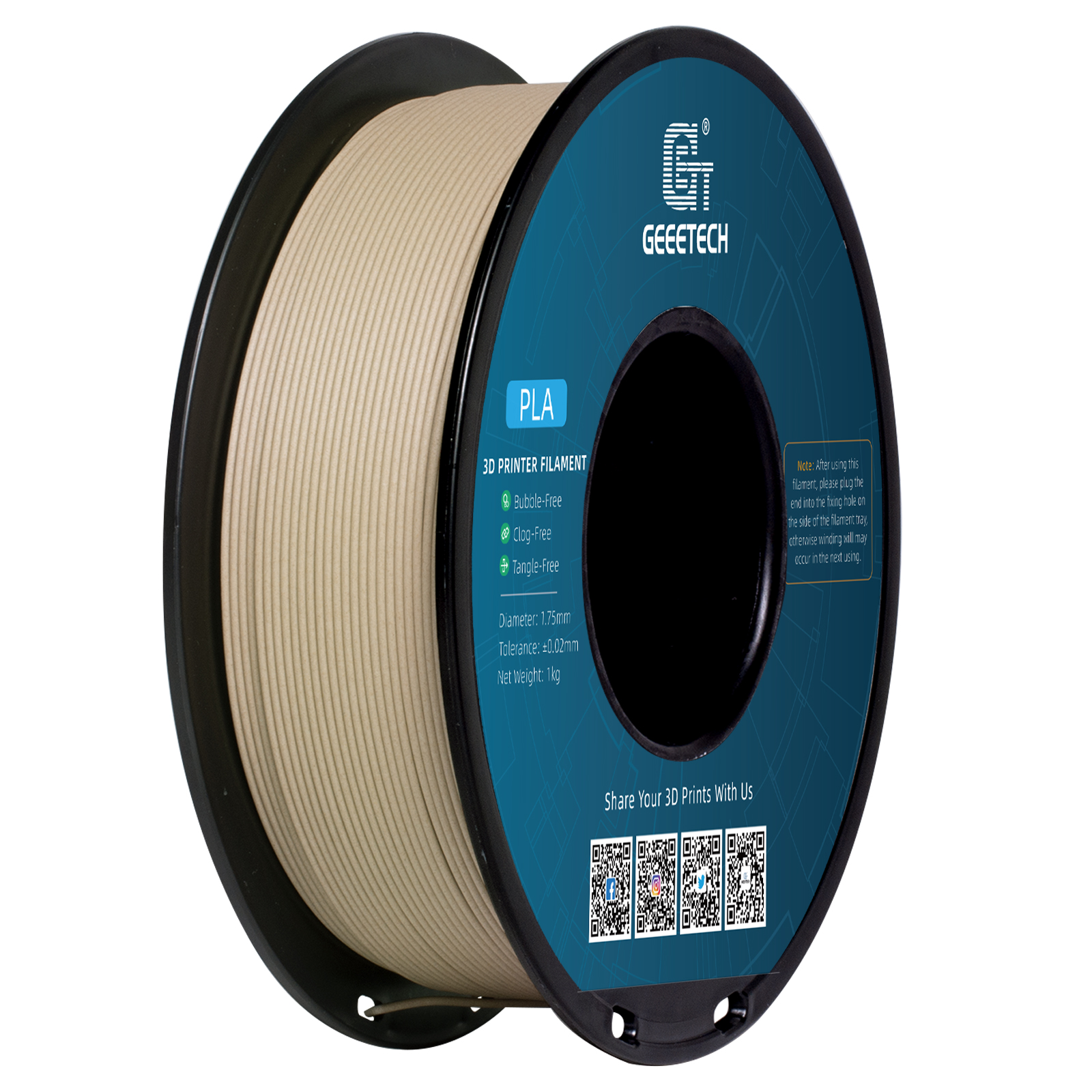 Geeetech 3D Printer Filament PLA Spool, Tangle Free, Pure Plastic, Vacuum Packed 3D Printing Material For Smooth Layer pla Wooden