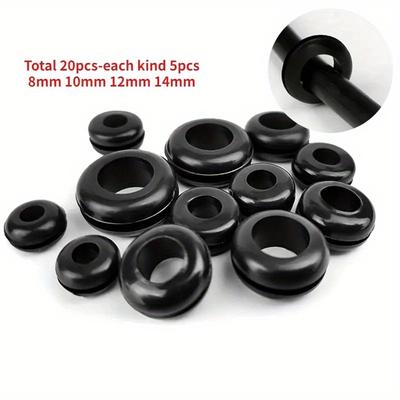 Black O Ring Rubber Washer Seals Kit Gasket Grommet Assortment For Electrical & Plumbing 4 Sizes 20pcs