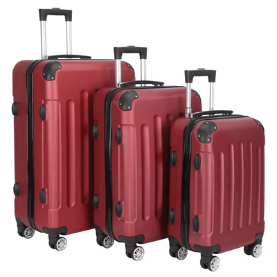 Wine Red 3 Piece Luggage Set ABS Hard Shell Trolley Suitcases With TSA Lock, Spinner Wheels, Carry On & Checked Sizes Wine Red 3 Piece Luggage Set ABS Hard Shell Trolley Suitcases With TSA Lock, Spinner Wheels, Carry On & Checked Sizes