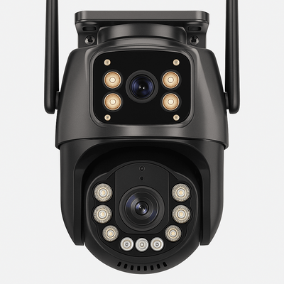 4K 8MP Dual Lens WiFi Outdoor PTZ Security Camera AI AutoTracking With Two Way Audio Night Vision & App Control 8mp 128g Card