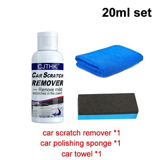 Car Scratch Remover Paint Care Tools, Auto Swirl Repair & Polishing For Auto Body, Grinding Compound & Anti Scratch Wax 20ml Sponge Towel