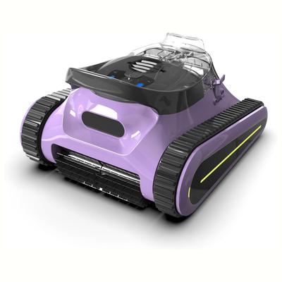 Cordless Robotic Cleaner For Inground Pools, Battery Waterline Cleaning Vacuum With Auto Dock & Dual purple Black