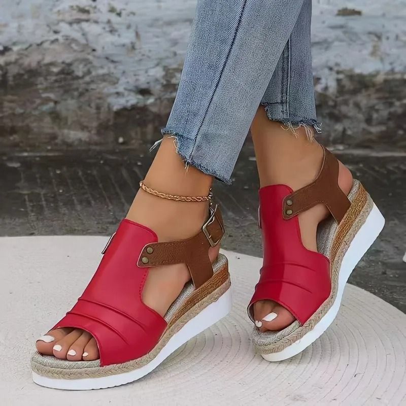 Womens Platform Wedge Sandals Lightweight Summer Shoes With Ankle Strap And Beach Style Design us 7.5 brown