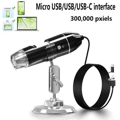 Digital Microscope Camera With LED Magnifier And USB Type C Connection 3in1 1600x 30mpx