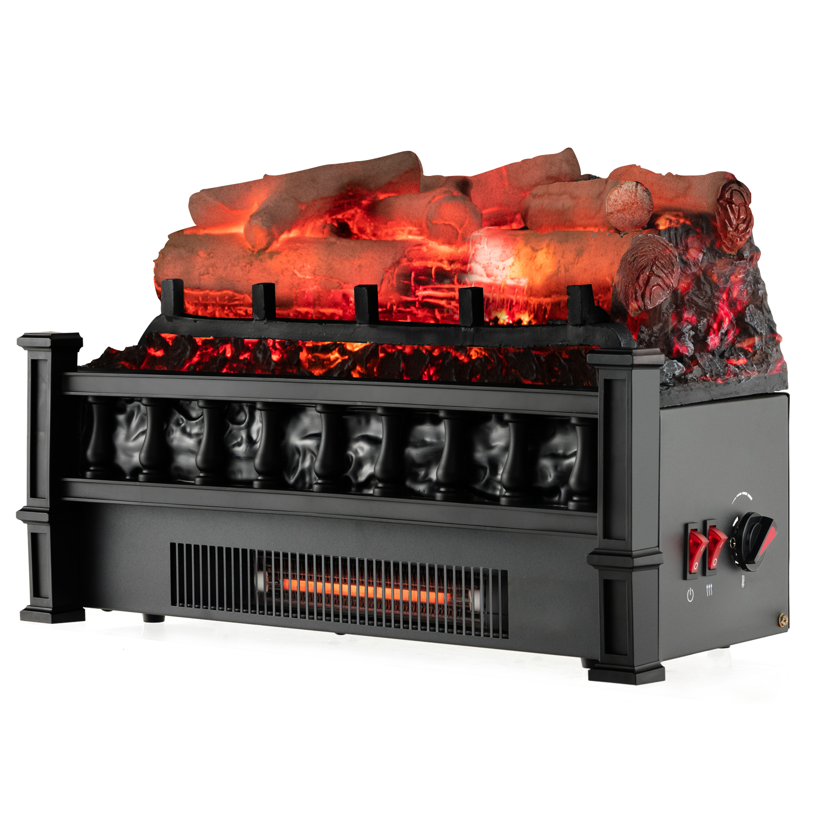 Electric Fireplace Heater With Realistic Birchwood Ember Bed, Infrared Log Insert For Home, Quiet & Efficient Electric Fireplace Heater With Realistic Birchwood Ember Bed, Infrared Log Insert For Home, Quiet & Efficient