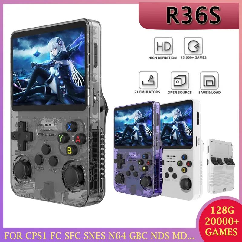 Retro Handheld Game Console, IPS Screen, Open Source Linux System, Portable Pocket Video Player white 128g