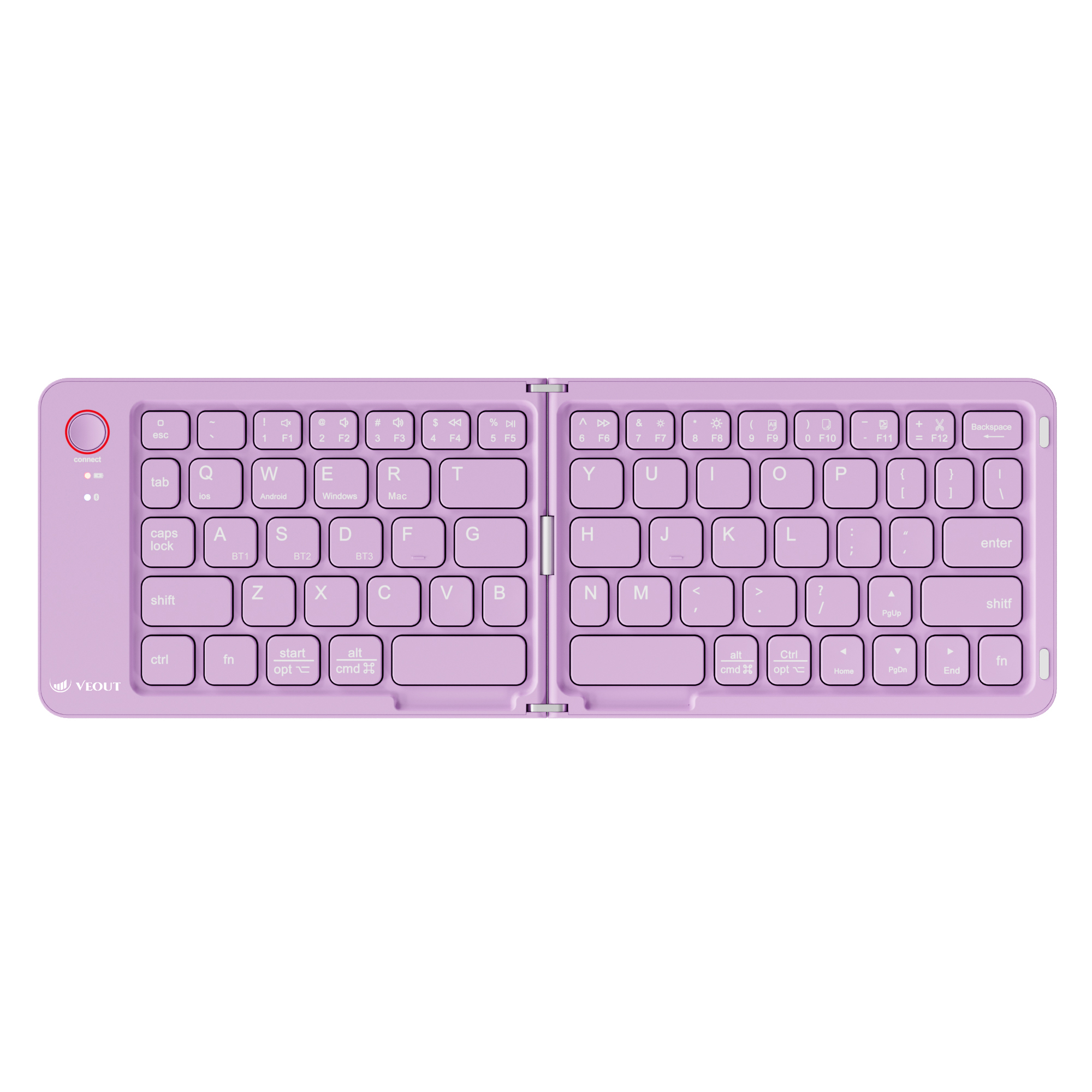 Compact Wireless VEOUT Folding Keyboard Black White Pink Purple, Portable Bluetooth Keyboard For IPhone Android Tablet e4 purple