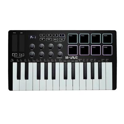 Pad Controller Keyboard USB Key With Drum Pads, 8 Knobs, Music Production Software, Wireless Bluetooth MIDI Keyboard black
