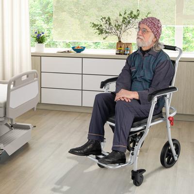 4 In 1 Foldable Bedside Commode Chair With Brakes, Bucket & Footrest Adjustable Shower & Toilet Seat 4 In 1 Foldable Bedside Commode Chair With Brakes, Bucket & Footrest Adjustable Shower & Toilet Seat