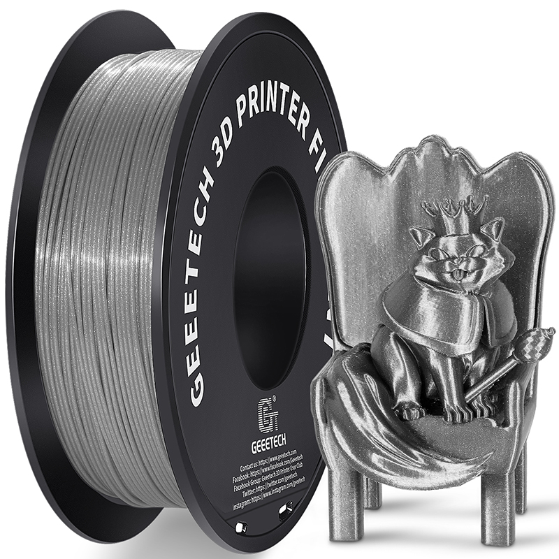 3D Filament, Shiny 3D Printer Spool Wire For High Quality Prints, Vacuum Packed sparkly Silver
