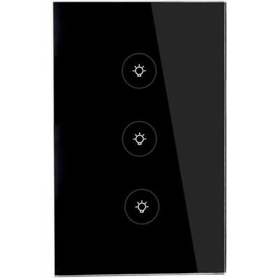 Tuya Smart WiFi Touch Light Switch No Neutral Required, Alexa & Google Home Compatible black 3 Gang