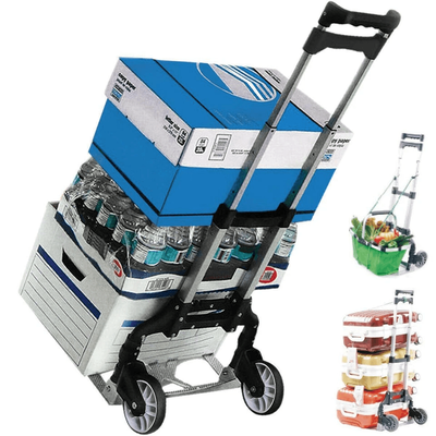 Portable Aluminium Folding Push Cart, Travel Shopping Trolley Luggage With Wheels, Compact And Lightweight Design Portable Aluminium Folding Push Cart, Travel Shopping Trolley Luggage With Wheels, Compact And Lightweight Design