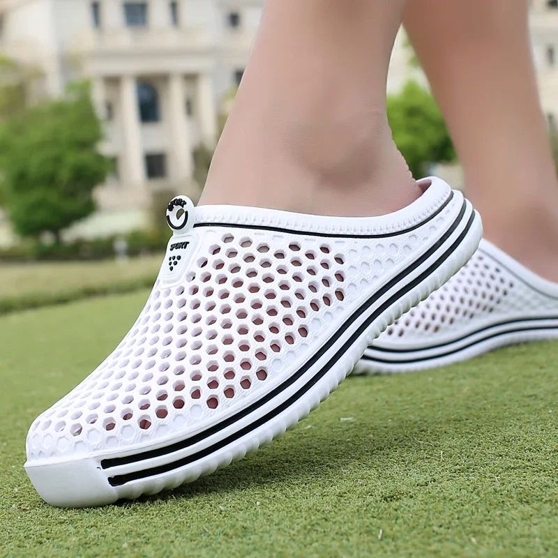 Men Comfortable Pool Sandals, Slip On Garden Clogs, Summer Outdoor Beach Shoes, Casual Water Shower Slippers, Unisex white 38