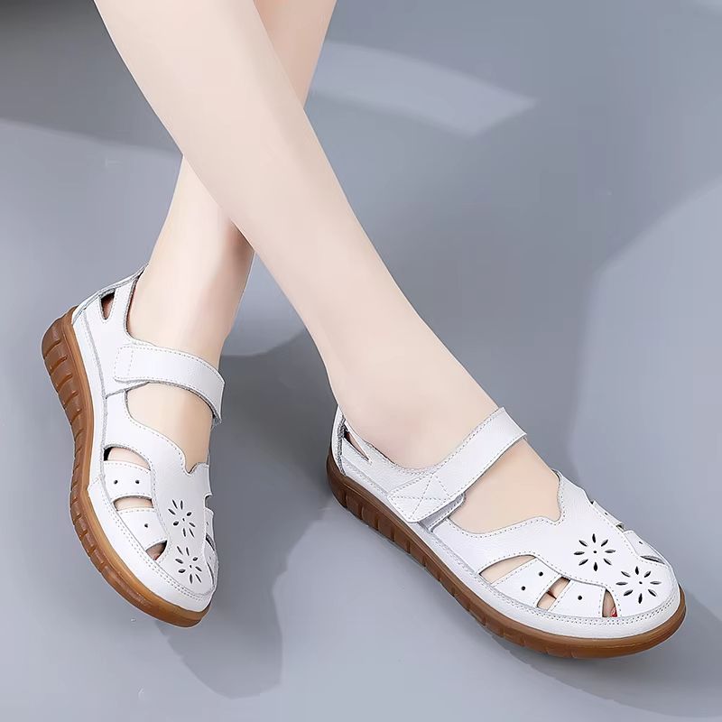 Women Breathable Leather Roman Sandals Non Slip Casual Summer Shoes For Everyday Comfort orange 7