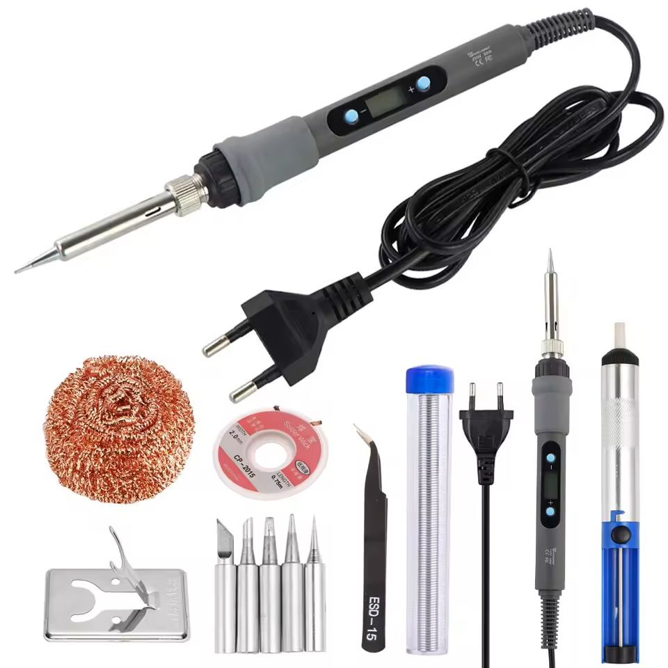Digital Soldering Iron Kit With Adjustable Temperature And Display For Electronic Repairs 110v Us Plug 80w Set 1