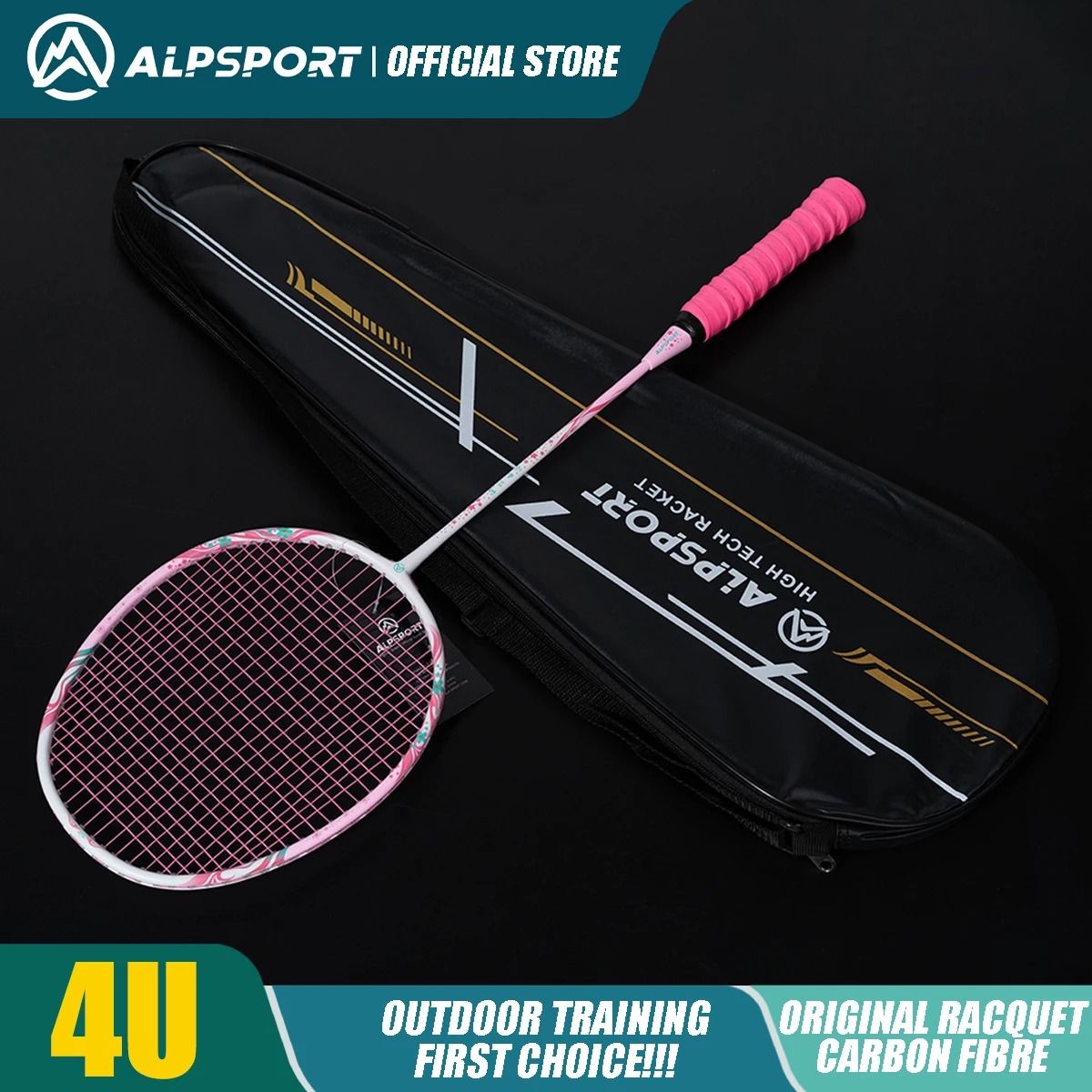 Ultra Light Carbon Fiber Badminton Racket For Powerful Offensive Play pink