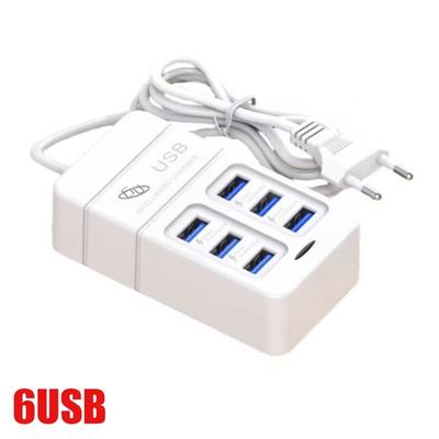 35W Multiport USB Fast Charger 6 Port Wall Adapter With Type C And USB Hub For EU US Plug 6 Usb White Eu
