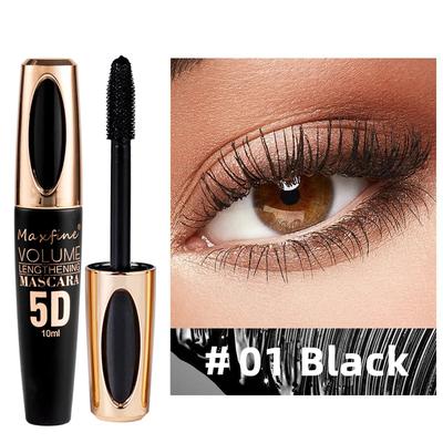 5D Silk Mascara With Big Eyes Silicone Brush Head Multi coloured Priming Waterproof Mascara Long Lasting black