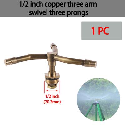 Automatic Rotating Sprinkler, Copper 360 Lawn Irrigation Nozzle, Durable Brass Watering Spray For Garden, Patio 3 Arm Sprinkler
