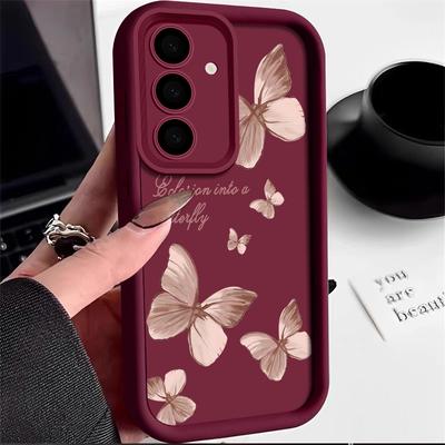 Trendy Gold Butterfly TPU Phone Case Stylish Protective Cover For Samsung Galaxy wine Red for Samsung A16 5g