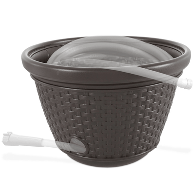 Suncast Resin Wicker Garden Water Hose Caddy Storage Holder Pot, Java, Outdoor Decorative Hose Organizer For Hose Suncast Resin Wicker Garden Water Hose Caddy Storage Holder Pot, Java, Outdoor Decorative Hose Organizer For Hose
