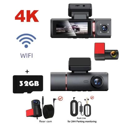 3 Channel 4K Dash Cam With Inside And Rear Lens GPS Video Recorder And UHD Camcorder For Full Vehicle Coverage with Gps 3 Cam 32 Gb
