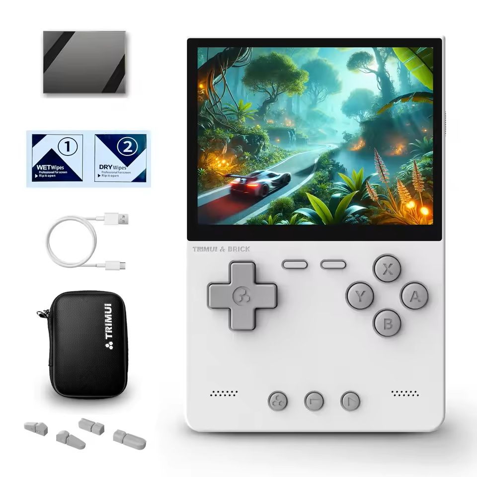 Trimui Brick Handheld Gaming Console With HD IPS Display 64gb white