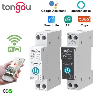 Smart Home Tuya WiFi Circuit Breaker Switch 63A 1P Din Rail With Metering, Remote Control Timer, Works With Smart Life 32a white No Metering