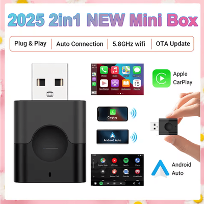 Mini Wireless Carplay Android Auto Adapter Plug And Play 2 In 1 USB Dongle smart Mini Adapter