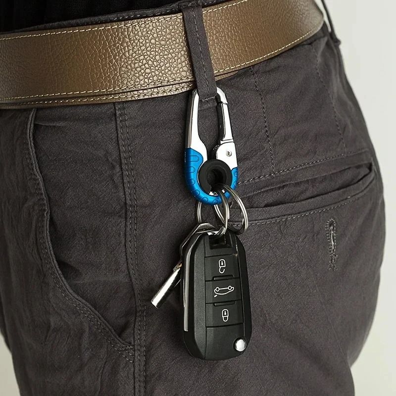 Stainless Steel Keychain Buckle For Men Carabiner Hook Keyring blue