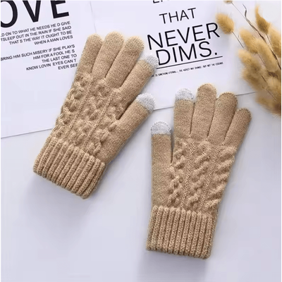 Winter Touchscreen Fleece Gloves For Men And Women With Warm Wool Knit Lining brown