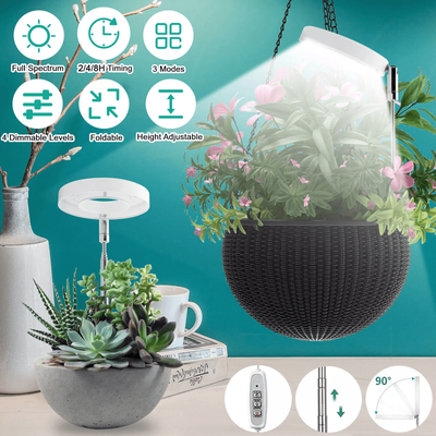 LED Grow Light For Indoor Plants, Full Spectrum Plant Growing Lamp With Dimmable Halo Light For Herbs & Succulents LED Grow Light For Indoor Plants, Full Spectrum Plant Growing Lamp With Dimmable Halo Light For Herbs & Succulents