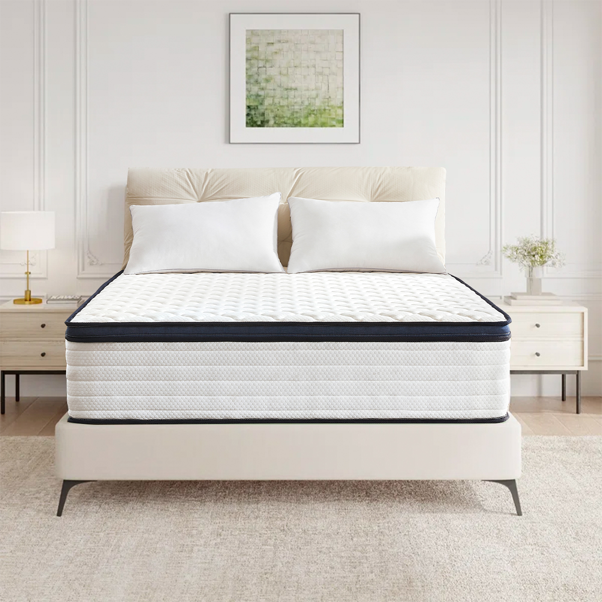 Queen Size Gel Memory Foam Hybrid Mattress, Medium Firm, Pressure Relief, Motion Isolating Mattress In A Box 10inch King