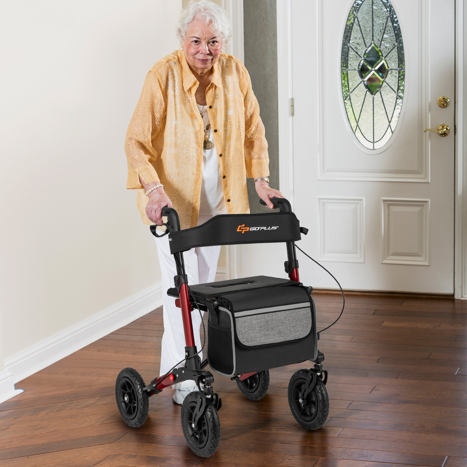 Folding Rollator Walker For Seniors With Seat All Terrain Mobility Aid For Safe & Comfortable Support Folding Rollator Walker For Seniors With Seat All Terrain Mobility Aid For Safe & Comfortable Support