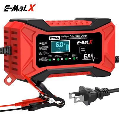 12V 6A Smart Pulse Repair Car Battery Charger Fast Charging For LiFePO4, AGM, GEL & Lead Acid Batteries yellow eu Plug