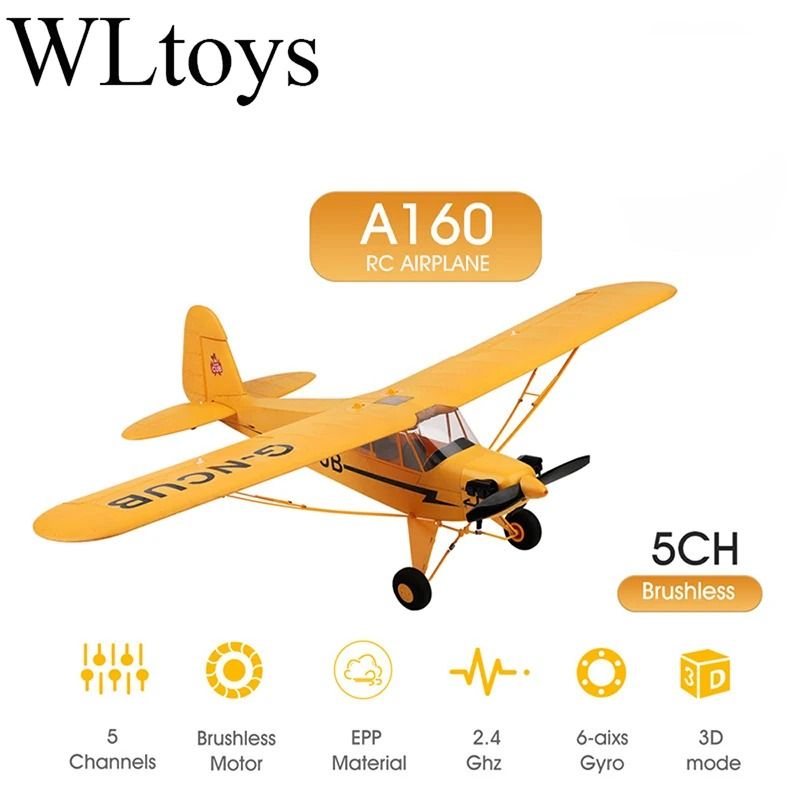 Hot Sale RC Plane RTF 2.4G Brushless Motor Remote Control Airplane Wltoys A160 Upgraded J3 CUB Ready To Fly version 1